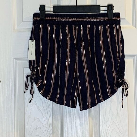 Anthropologie Cameron Metallic Striped Side Tie Shorts Size XS - Picture 6 of 13